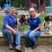 Man and woman with two dogs