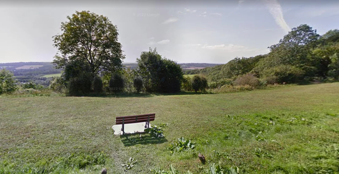 The Gravelly Hill viewpoint with a bench